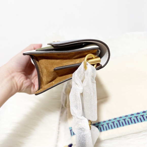 Tory Burch Robinson Color Block Mini Shoulder Bag (Cloud Blue-Ivory-Suede-Green) - Picture 11 of 17